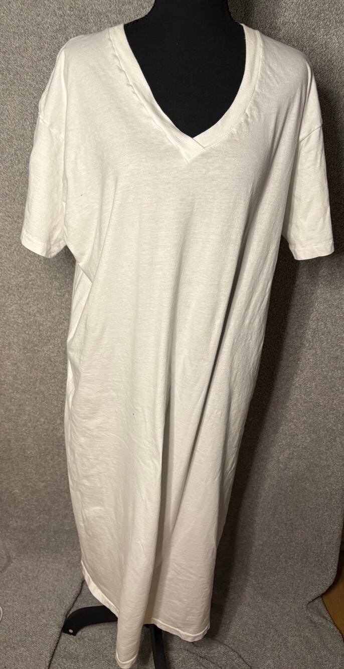 The Vermont Country Store White V Neck T Shirt Dress